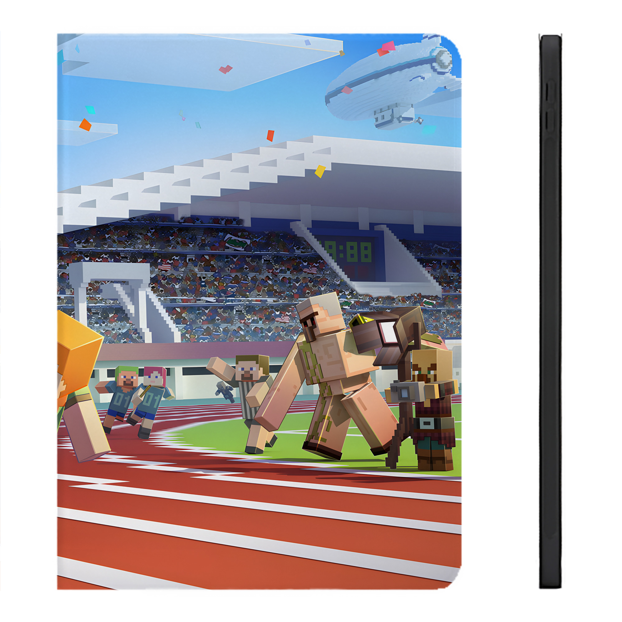 （画像用） マインクラフト ブロックの世界 Minecraft MC Block world IPadケース ペンホルダー付き ブックスタイルデザイン